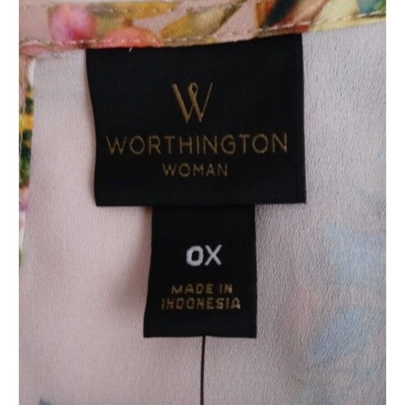 NWT Worthington Woman Katrina Floral Pink Semi-Sheer Blouse Size 0X - Picture 4 of 6